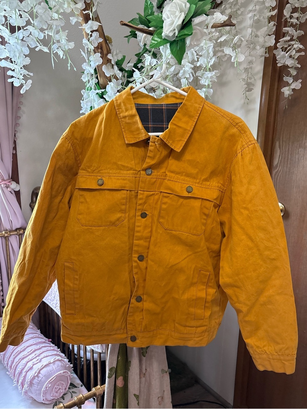 Liang Zhaung Mustard Yellow Canvas Barn Jacket